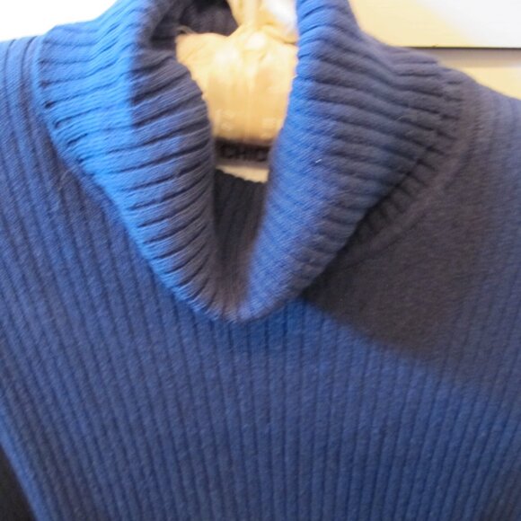 Chico Sleeveless Ribbed Cowl Neck Sweater Size 1 Navy Blue Super Soft - Picture 2 of 4